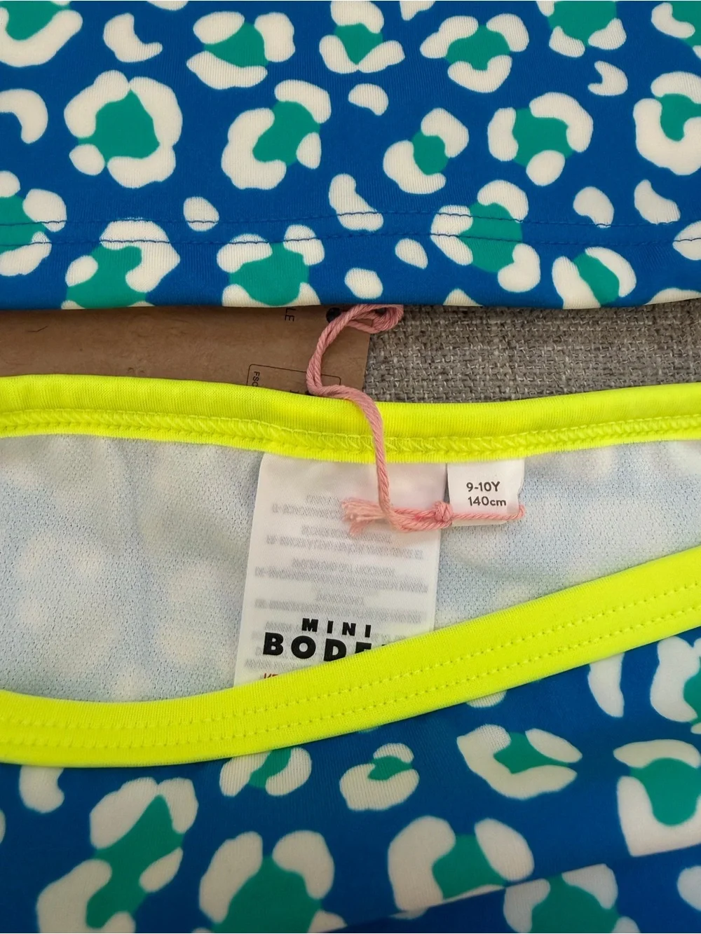 NWT MINI BODEN GREEN AND BLUE LEOPARD NEON TANKINI TWO PIECE BATHING SUIT 9-10